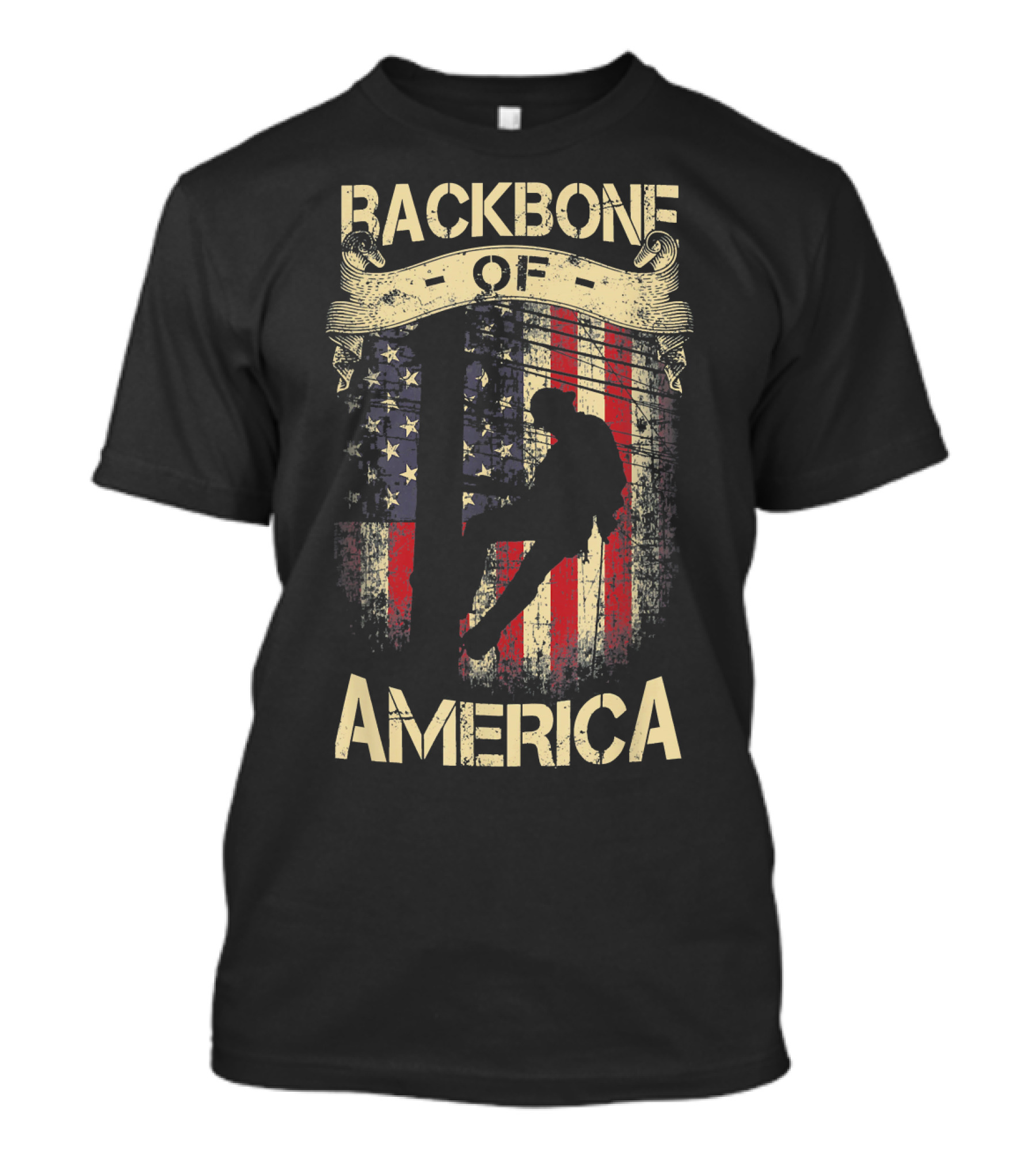 Backbone Of America Lineman American Flag T-Shirt