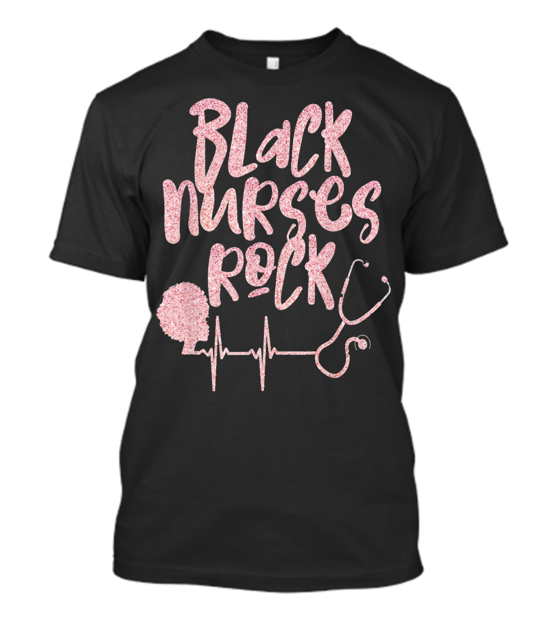 Black Nurses Rock Afro Stethoscope Heartbeat T-Shirt