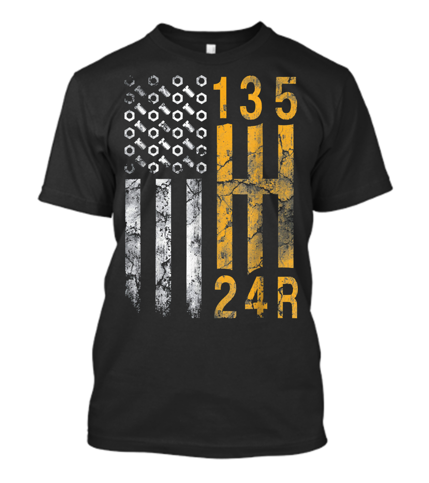 American Flag Nuts Bolts Gear Stick Shift 135 24R T-Shirt