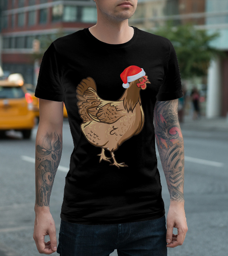 Chicken Santa Hat Holiday Fun T-Shirt