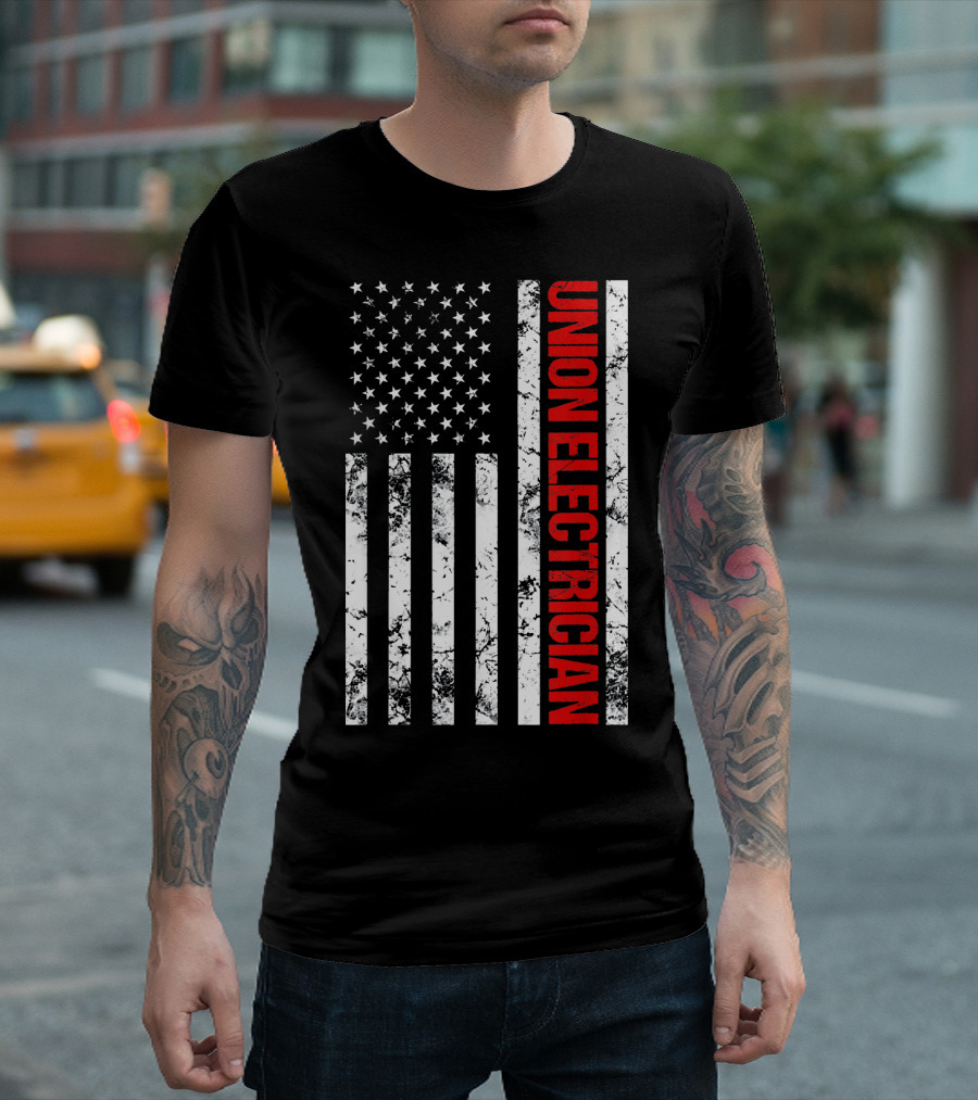 American Flag Stripes Union Electrician T-Shirt