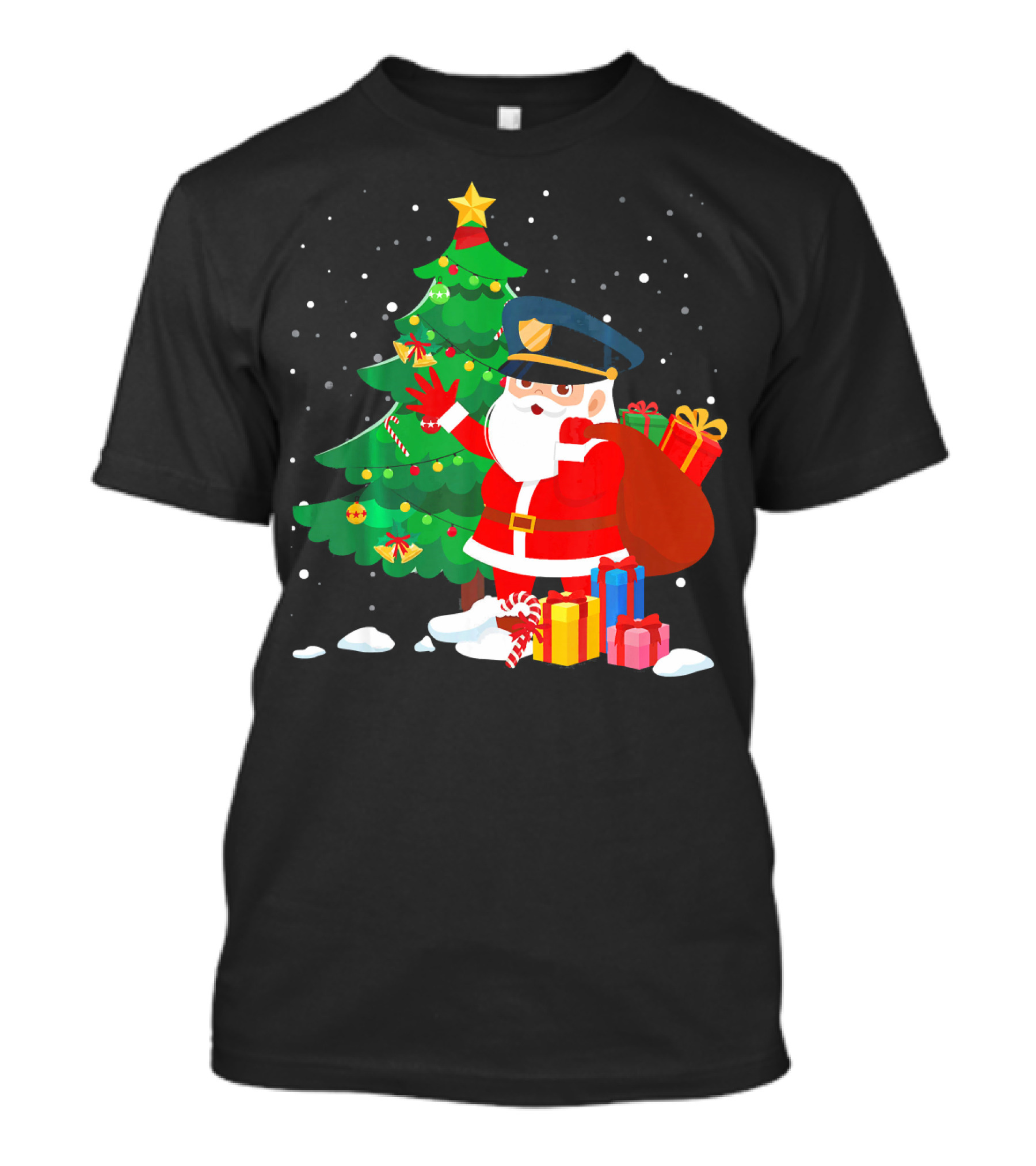 Christmas Santa Police Family Matching Festive Tree T-Shirt
