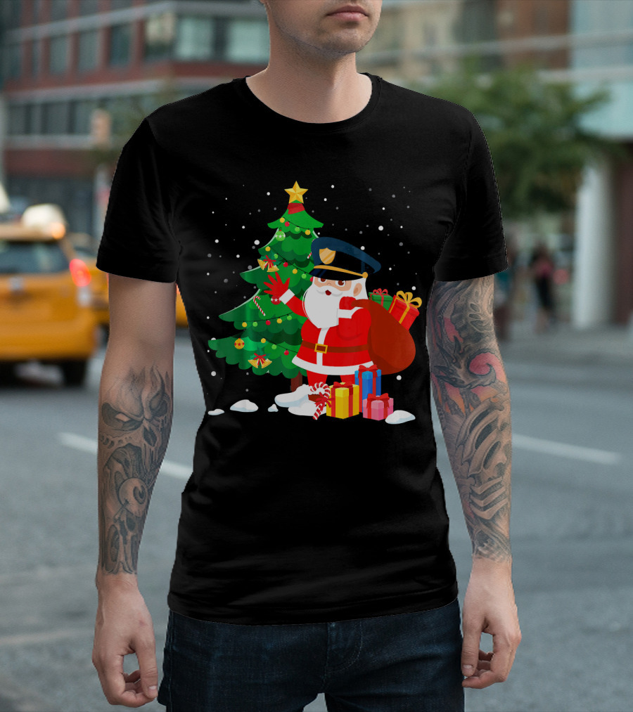 Christmas Santa Police Family Matching Festive Tree T-Shirt