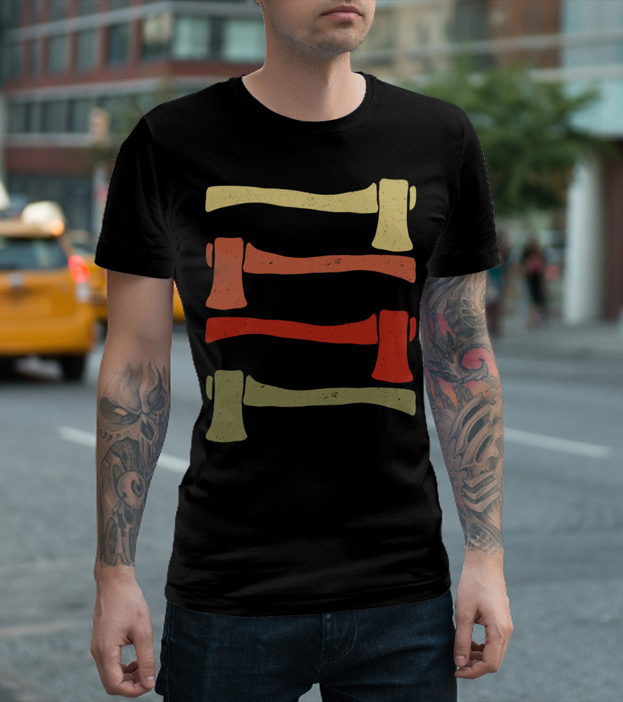 Axe Lumberjack Woodwork Vintage Four-Axe Display T-Shirt