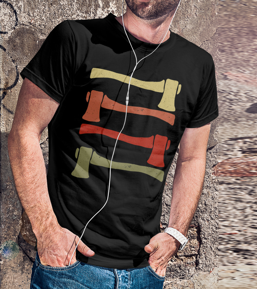 Axe Lumberjack Woodwork Vintage Four-Axe Display T-Shirt