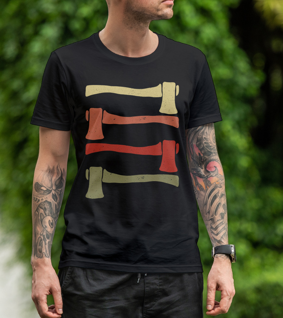 Axe Lumberjack Woodwork Vintage Four-Axe Display T-Shirt