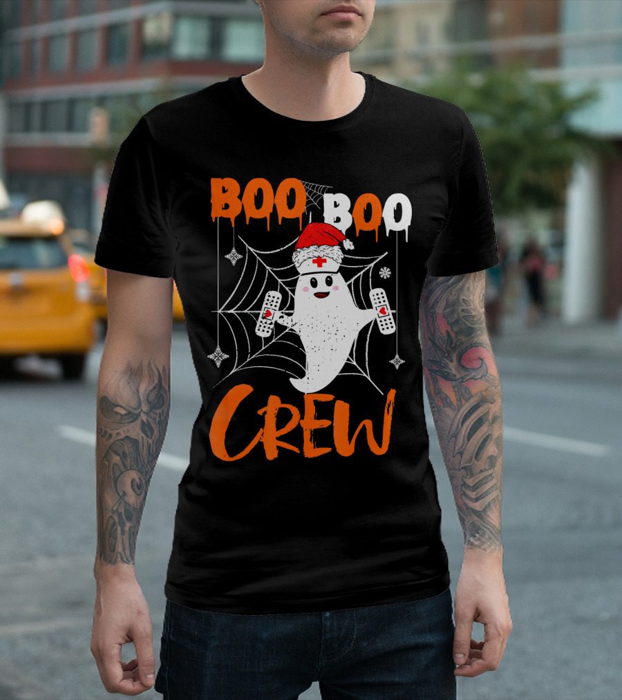 Boo Boo Crew Nurse Ghost Christmas Santa Spiderweb Bandages T-Shirt