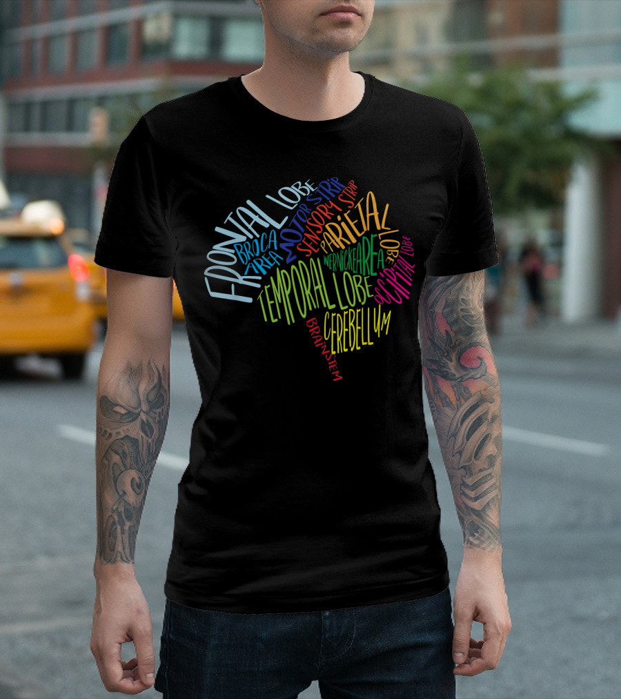 Frontal Lobe Parietal Brain Typography RN Nurse Neurologist T-Shirt