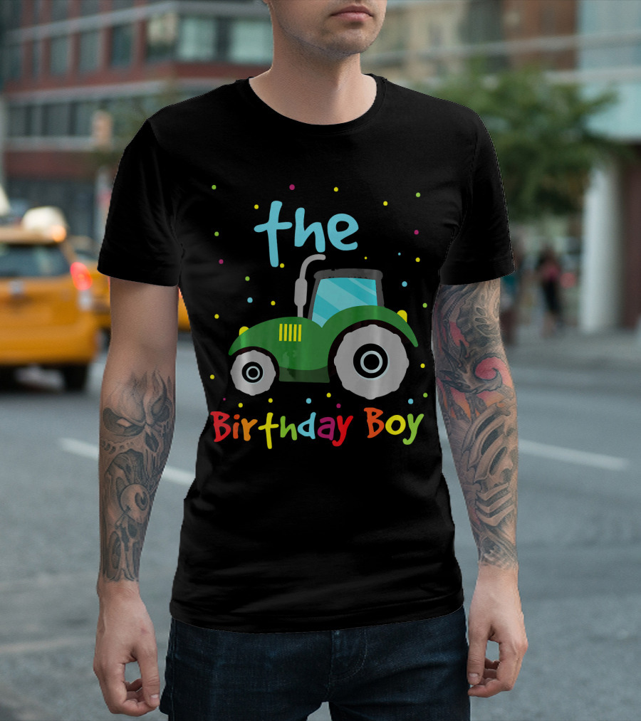The Birthday Boy Farmer Party Tractor T-Shirt