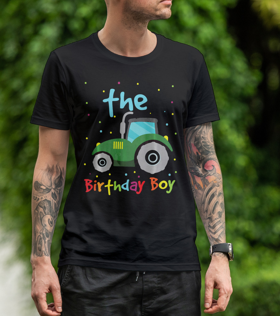 The Birthday Boy Farmer Party Tractor T-Shirt
