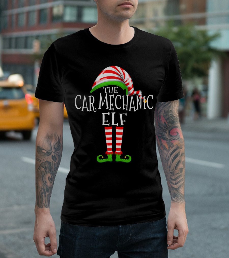 The Car Mechanic Elf Family Matching Group Holiday T-Shirt