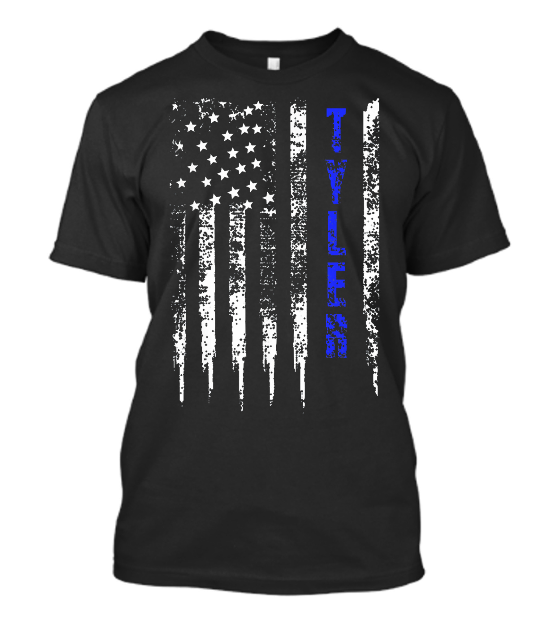 Tyler Texas Distressed Blue Line American Flag T-Shirt