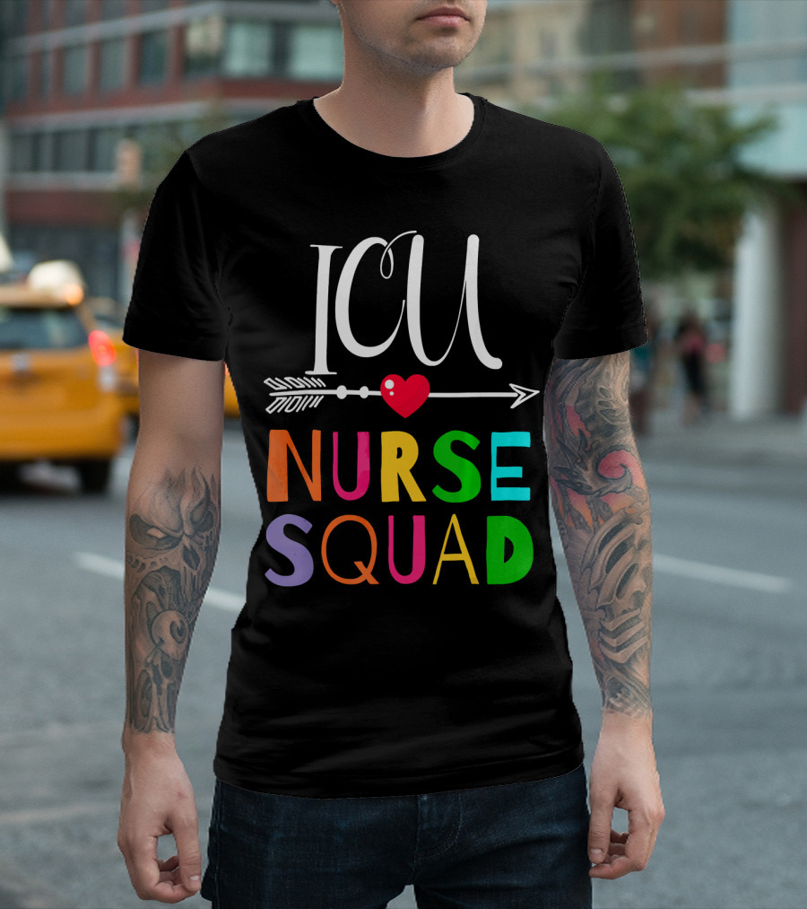 ICU Nurse Squad Funny Colleague Heart Arrow T-Shirt