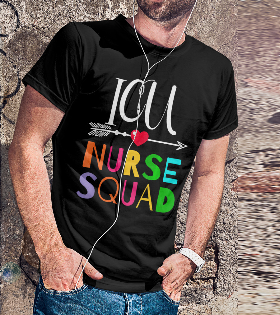 ICU Nurse Squad Funny Colleague Heart Arrow T-Shirt