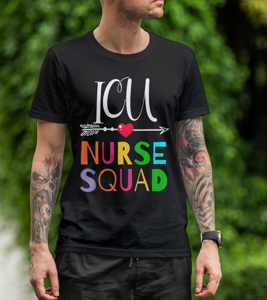 ICU Nurse Squad Funny Colleague Heart Arrow T-Shirt