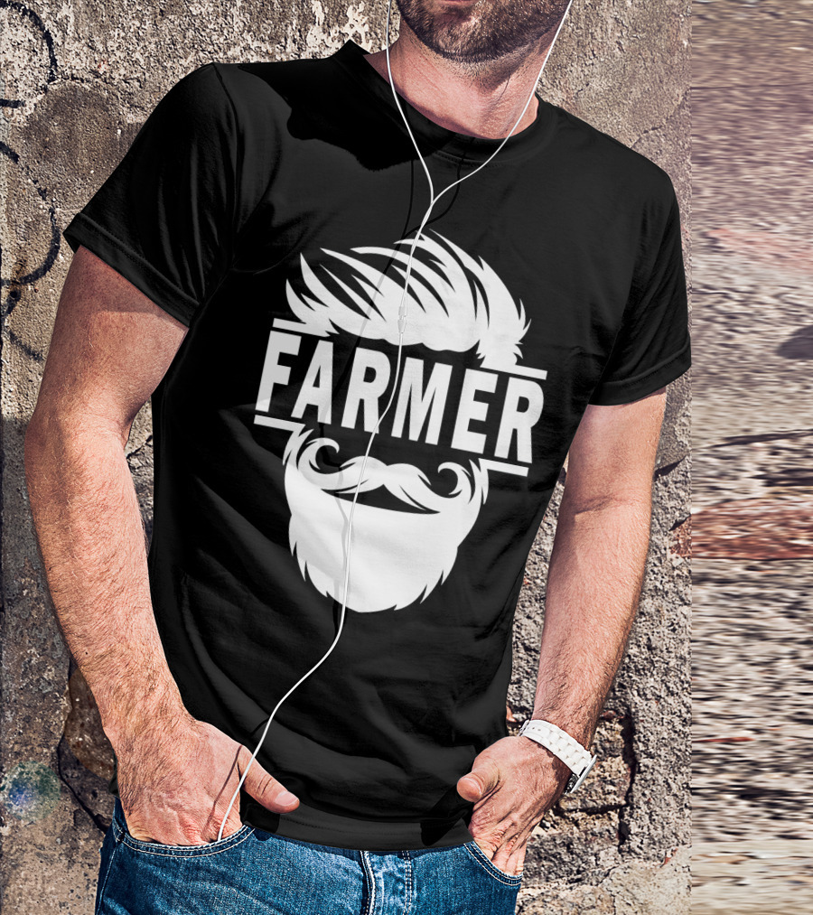 Bearded Farmer Agriculture Farmin Farmer Beard Hair Mustache T-Shirt