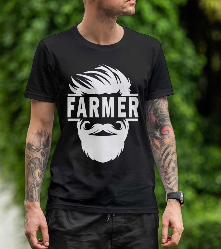 Bearded Farmer Agriculture Farmin Farmer Beard Hair Mustache T-Shirt