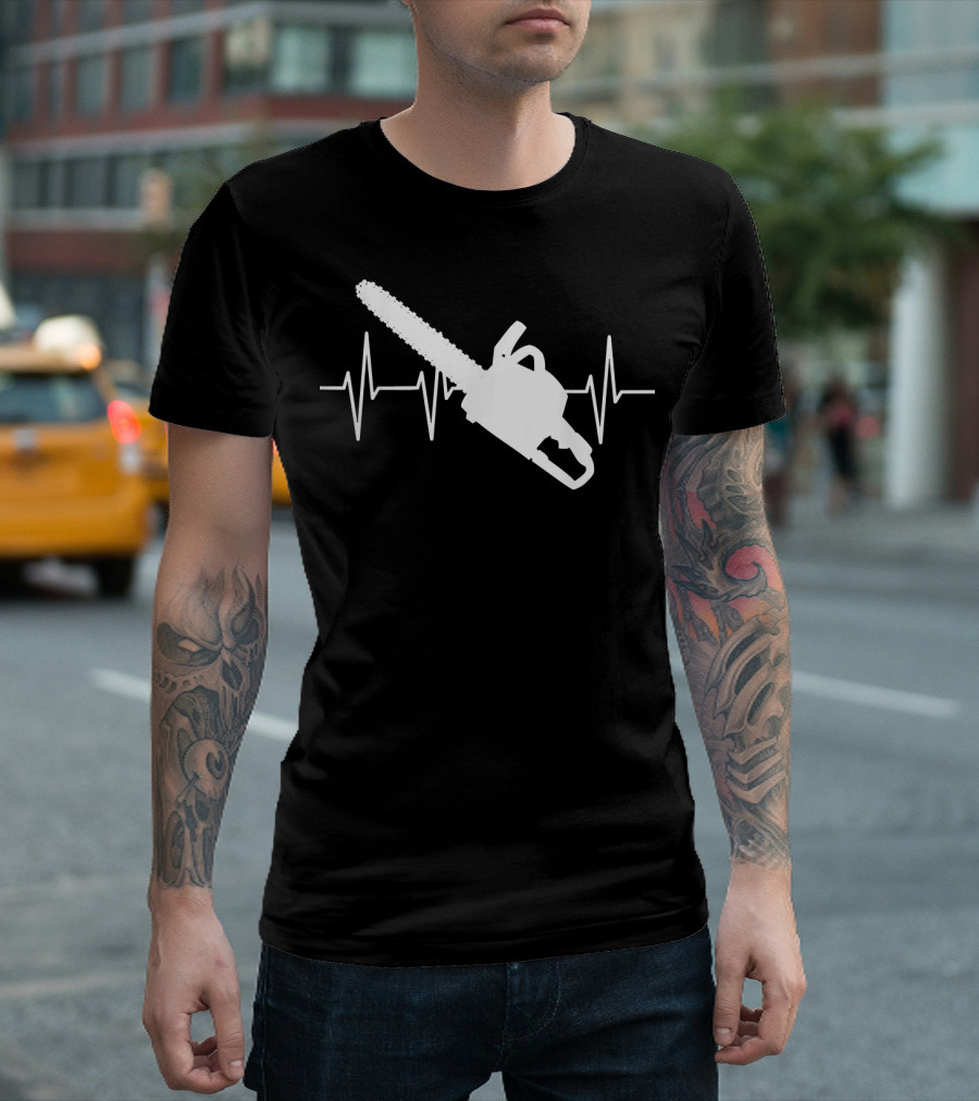 Chainsaw Heartbeat Lover Loves Lum Iconic Chainsaw And Heartbeat Line T-Shirt