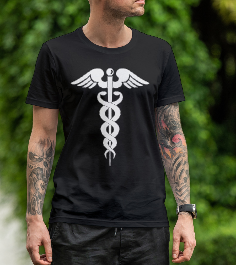 Caduceus Medical Symbol Iconic Great Doctor Motif T-Shirt