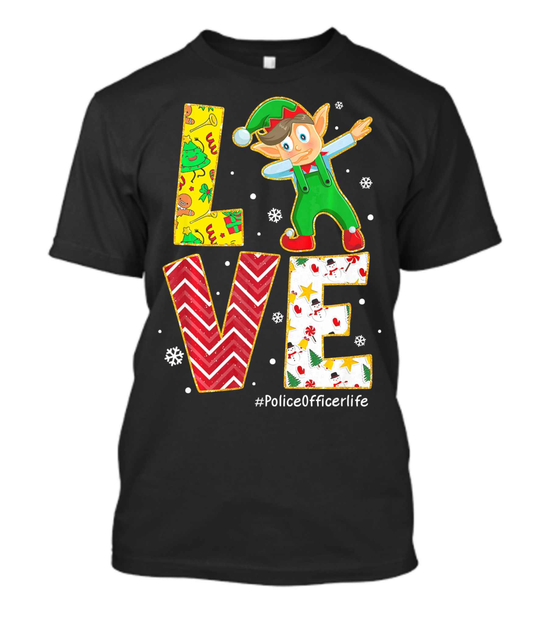 LOVE Elf Dabbing #PoliceOfficerlife Christmas T-Shirt