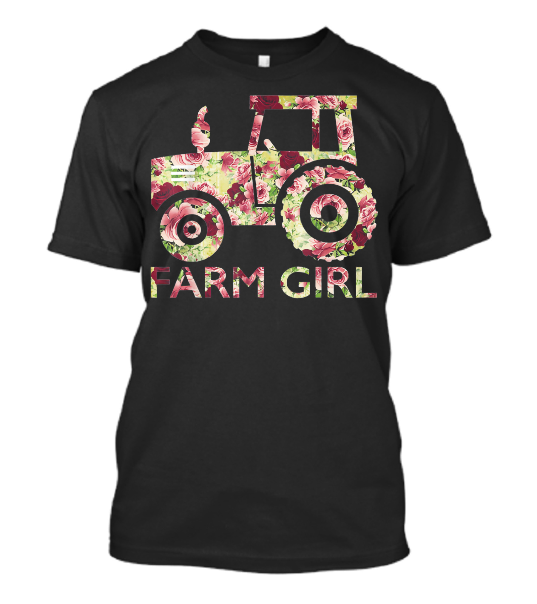 Farm Girl Tractor Floral T-Shirt
