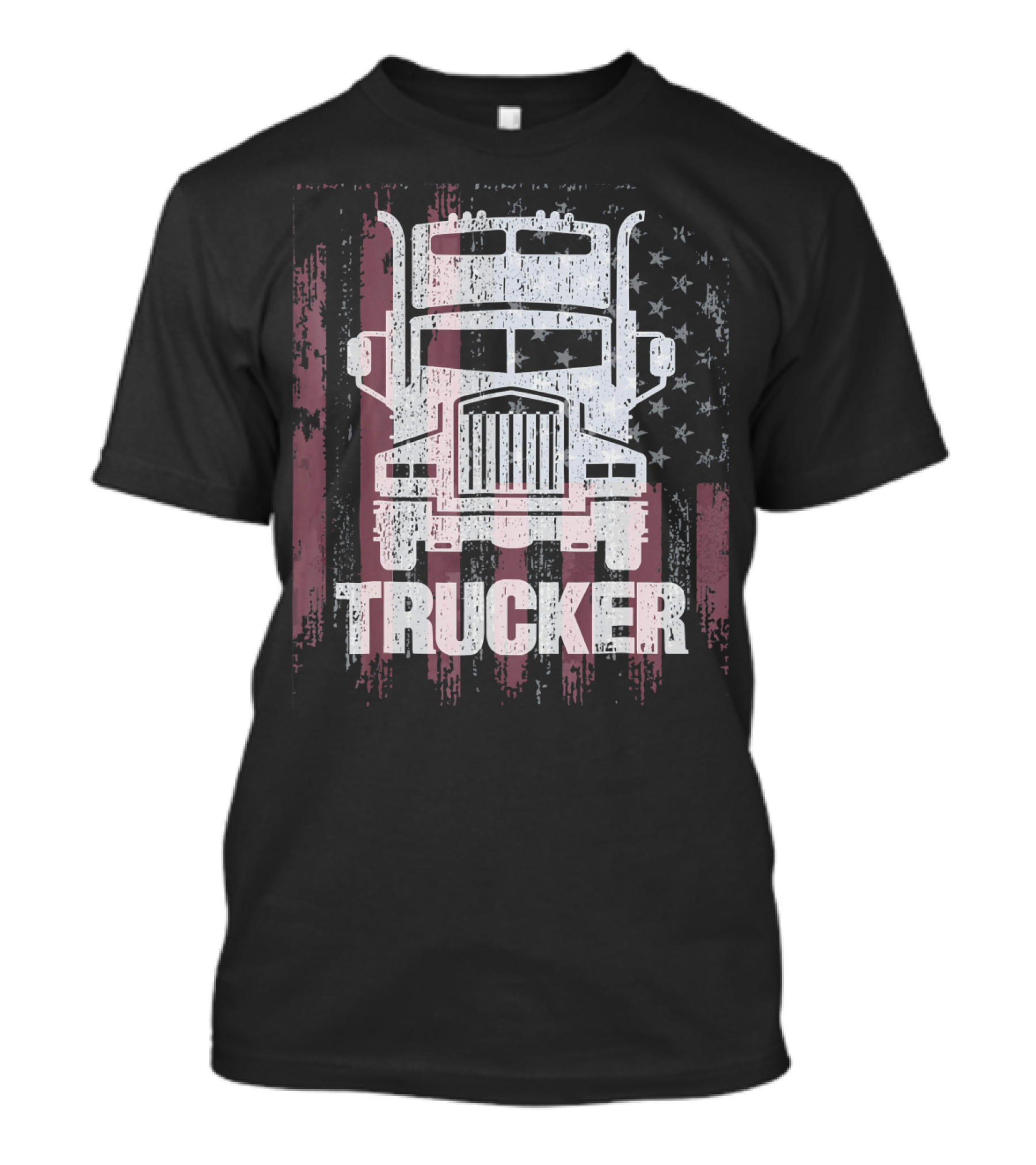 Cool Vintage Trucker American Flag Style Truck Drive T-Shirt