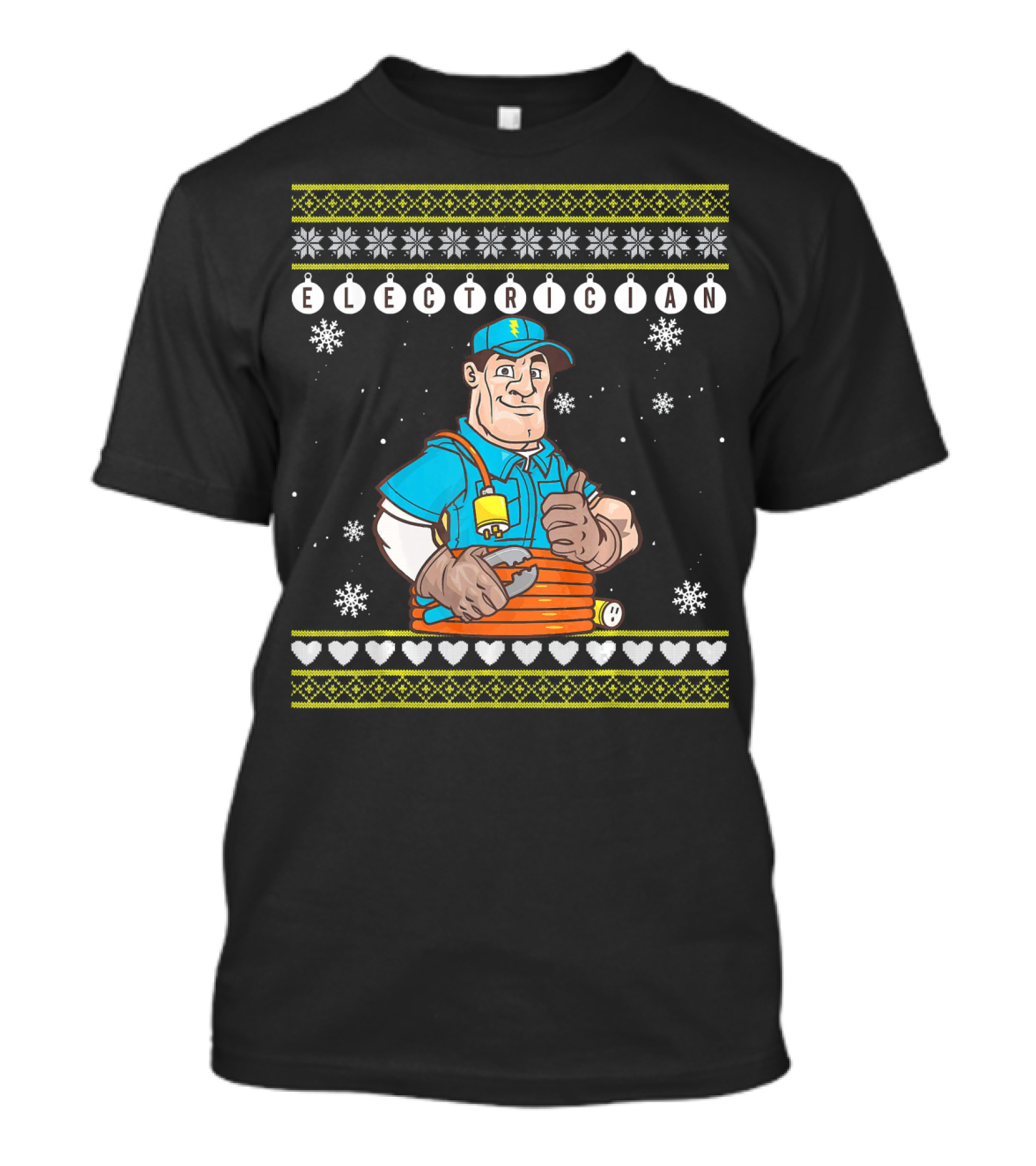 Electrician Lineman Pride Snowflakes Hearts T-Shirt