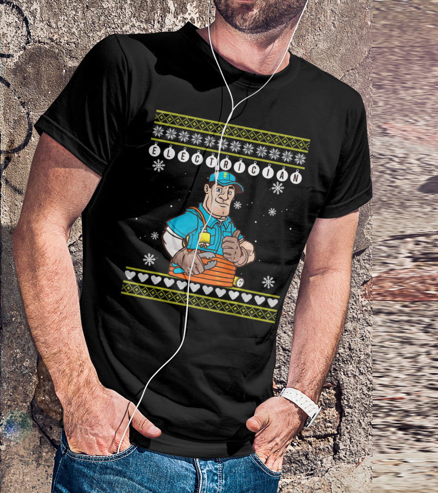 Electrician Lineman Pride Snowflakes Hearts T-Shirt