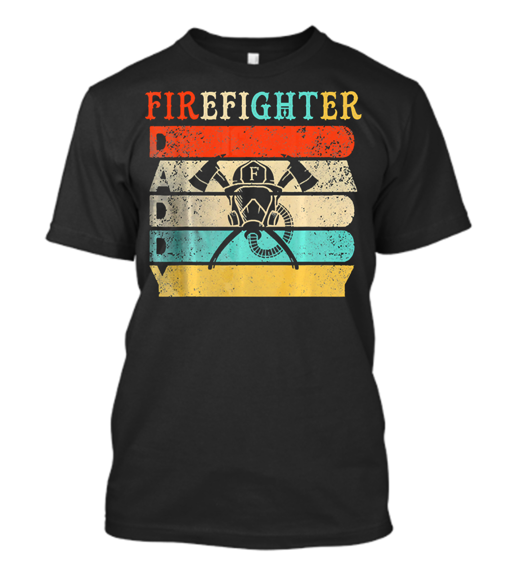 FIRE FIGHTER DADDY Vintage Helmet And Axes Retro Text T-Shirt