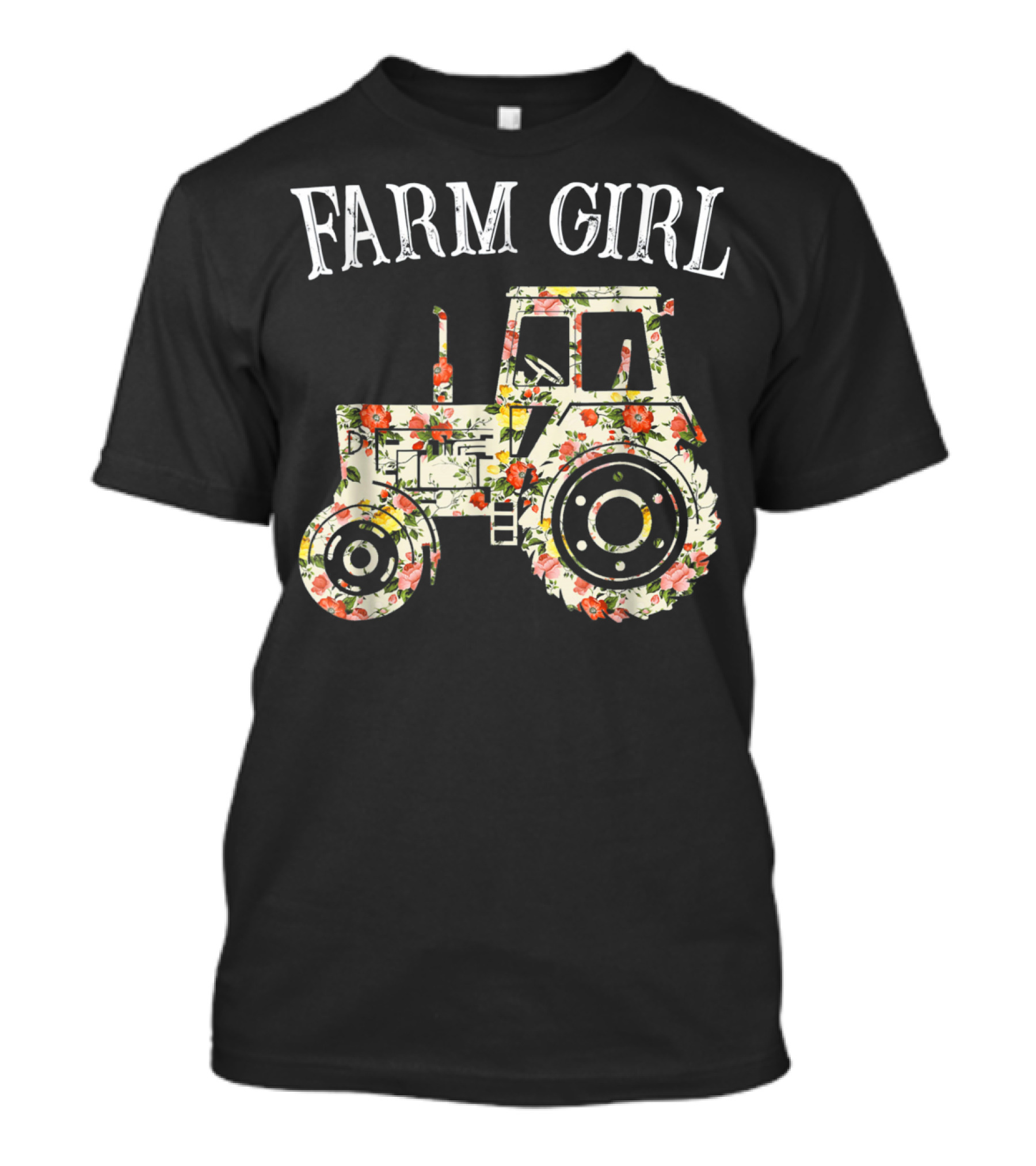 Farm Girl Loves Tractors Floral T-Shirt