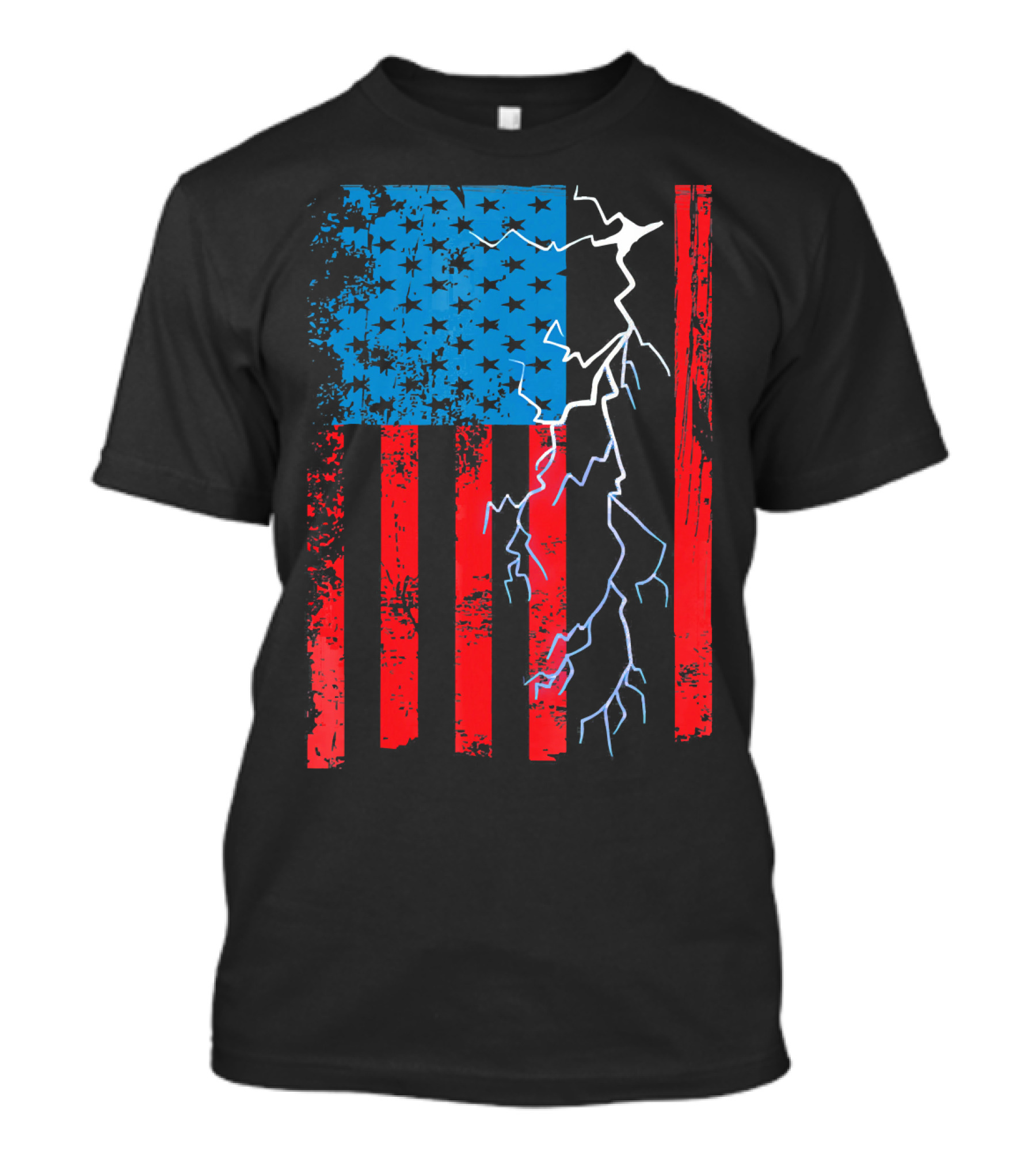 Electrician Mechanic American Flag With Lightning Bolt T-Shirt