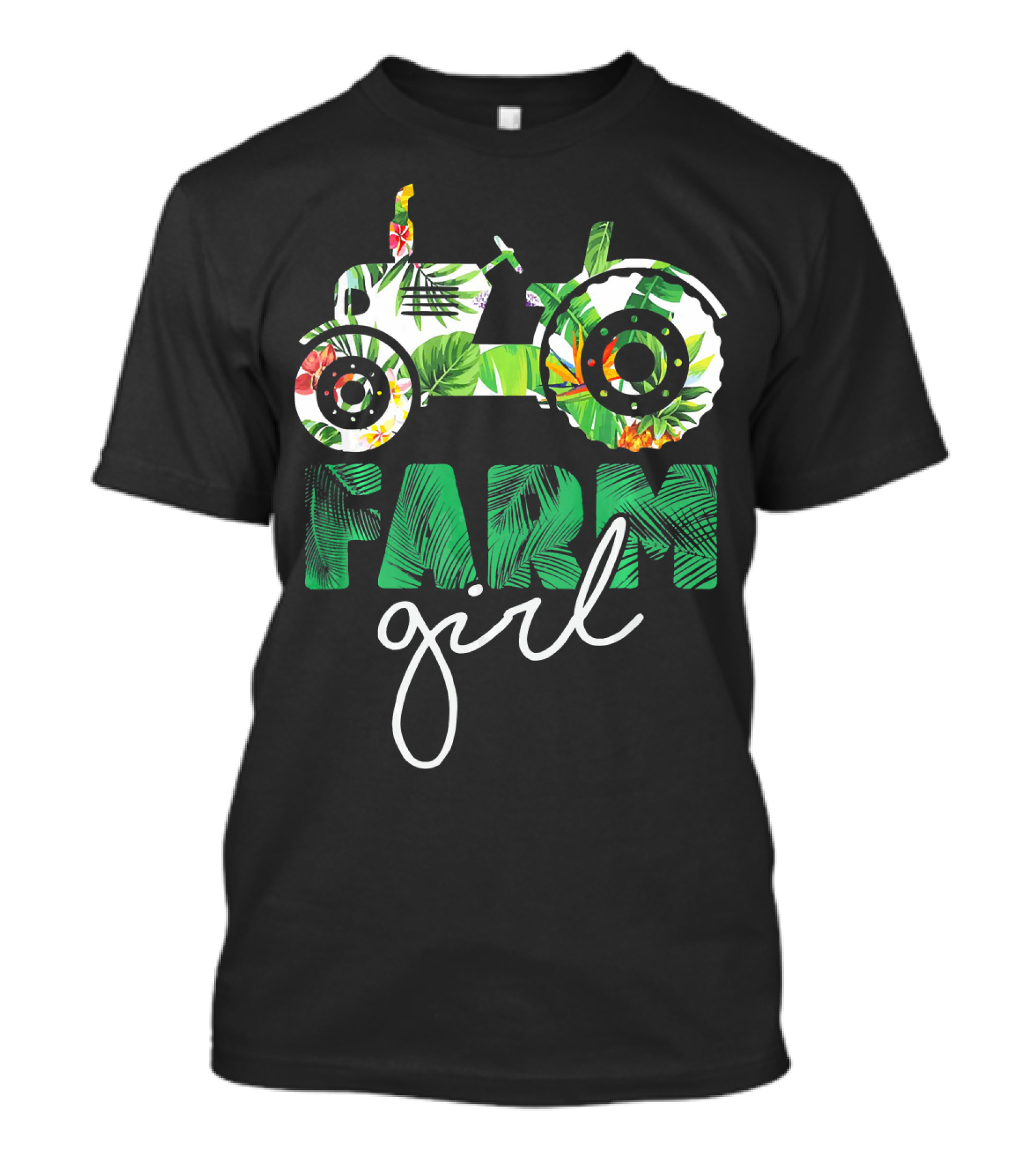 Farm Girl Tropical Floral Tractor T-Shirt