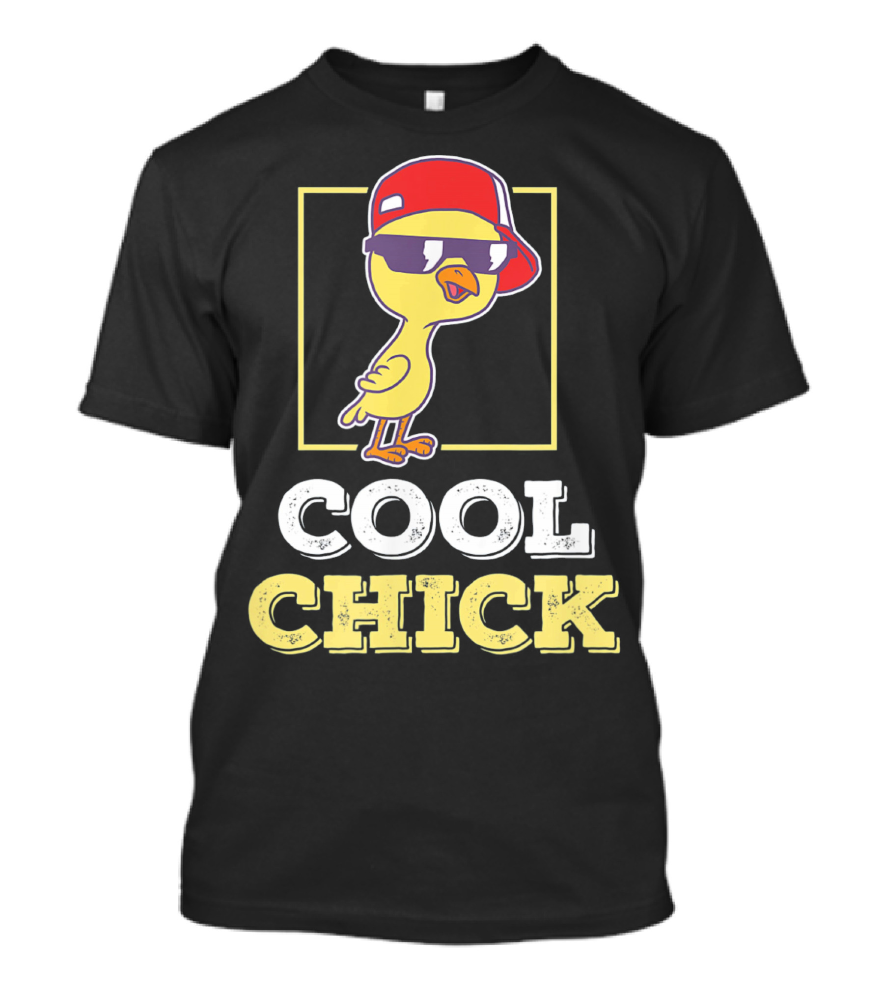Cool Chick Funny Chicken Farm Chick Wearing Sunglasses And Hat T-Shirt