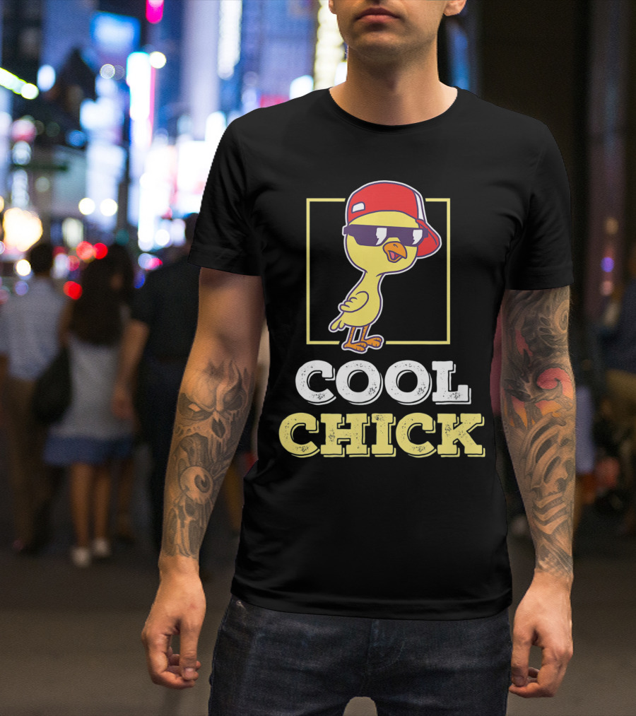 Cool Chick Funny Chicken Farm Chick Wearing Sunglasses And Hat T-Shirt