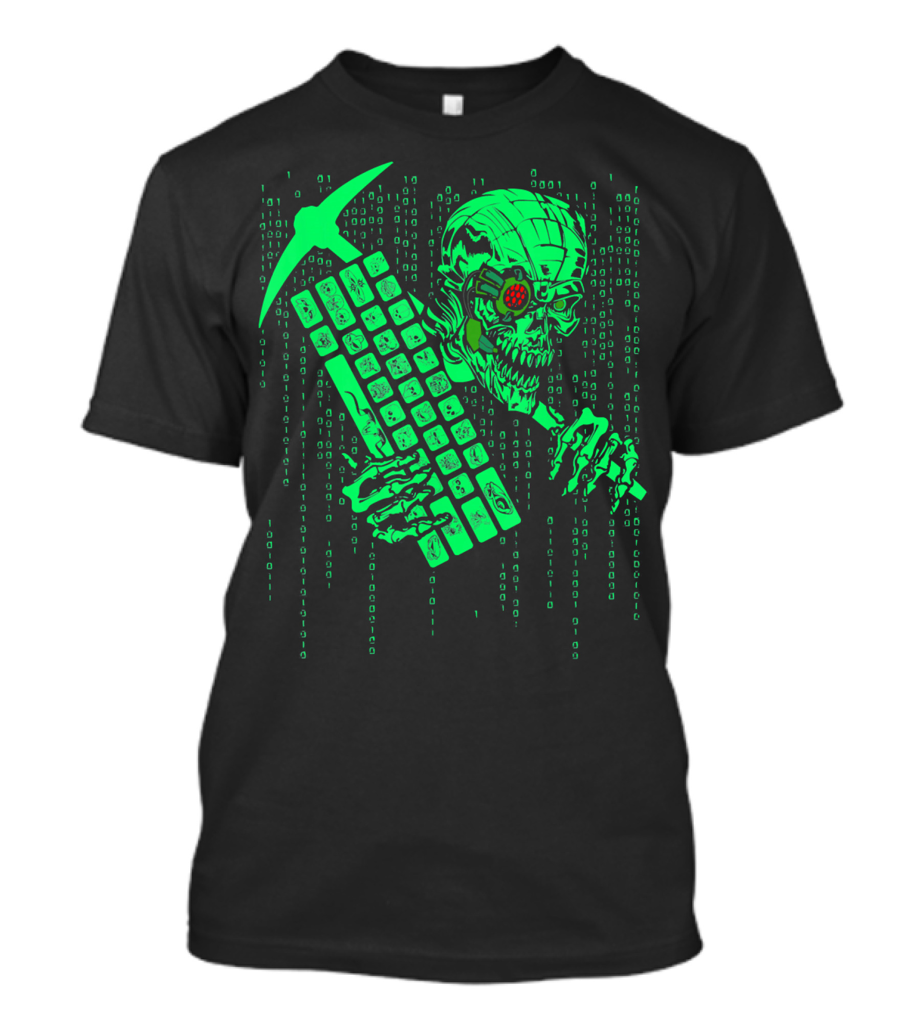Crypto Miner Monster With Digital Code And Keyboard T-Shirt
