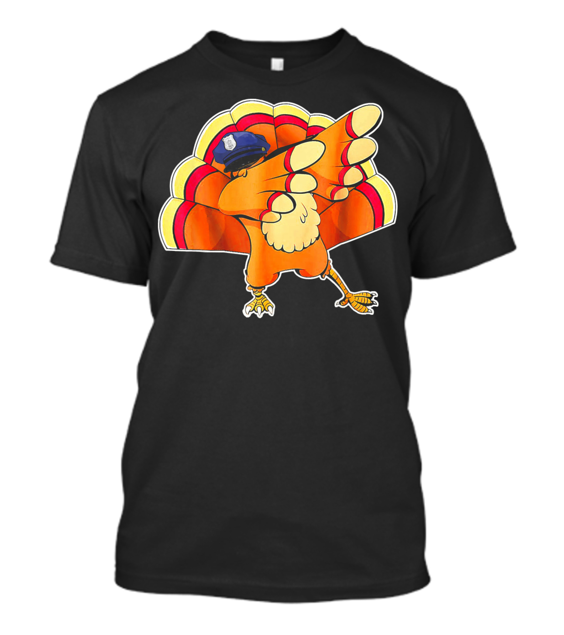 Police Hat Dabbing Turkey Thanksgiving T-Shirt