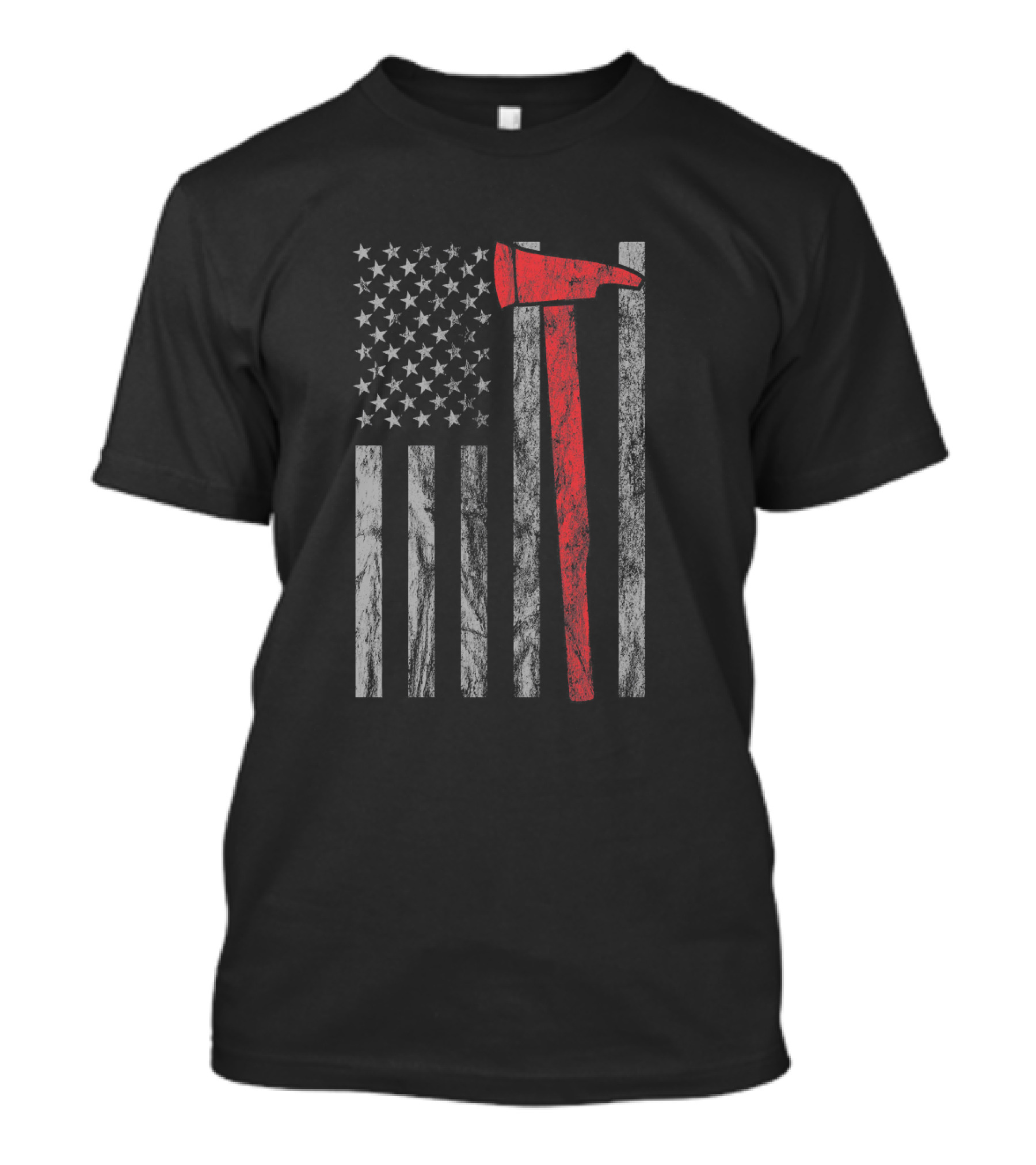 Distressed USA Flag With Fire Axe Firefighter T-Shirt