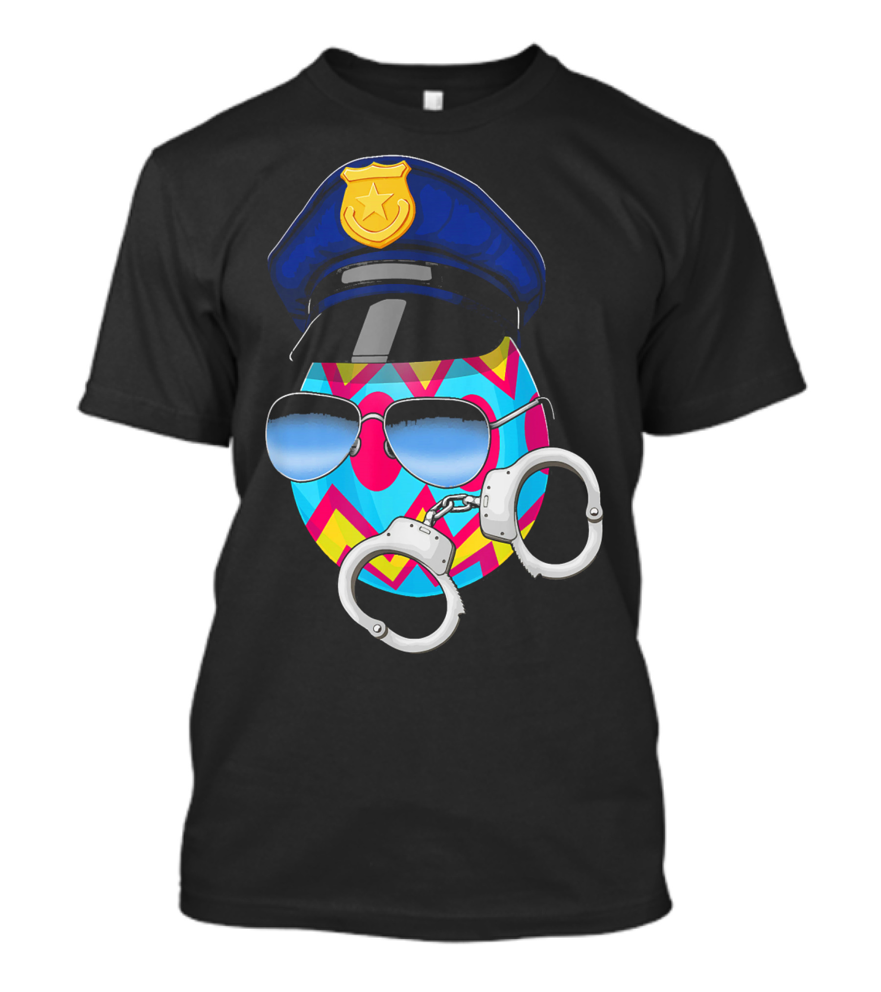 Easter Egg Police Officer Sunglasses Handcuffs T-Shirt