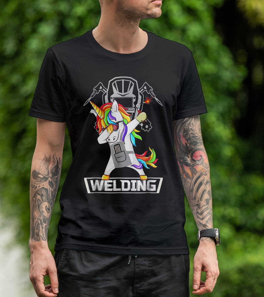 Welding Dabbing Unicorn Welder Helmet And Tools T-Shirt