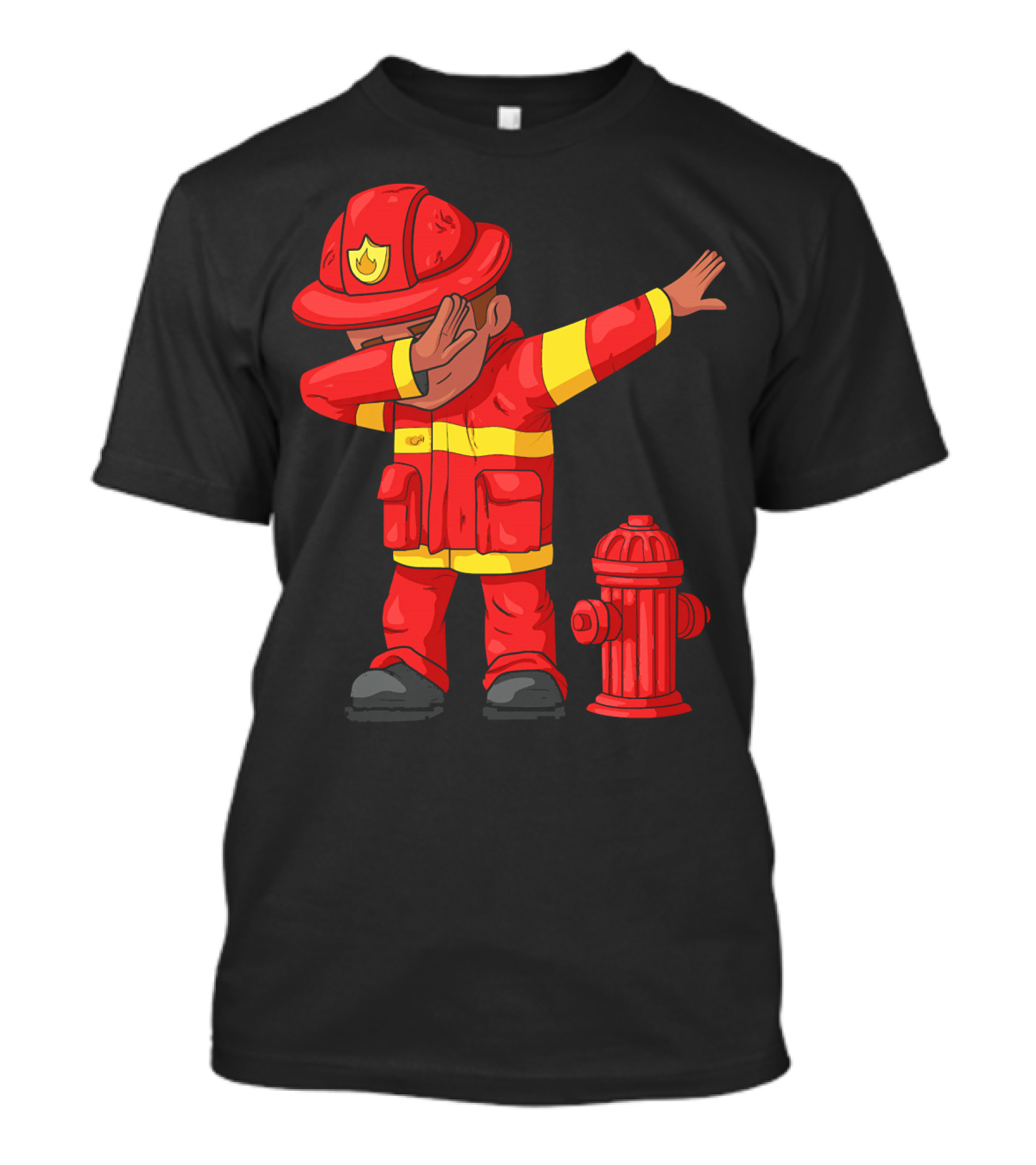 Dabbing Firefighter Funny Fireman Next To Fire Hydrant T-Shirt
