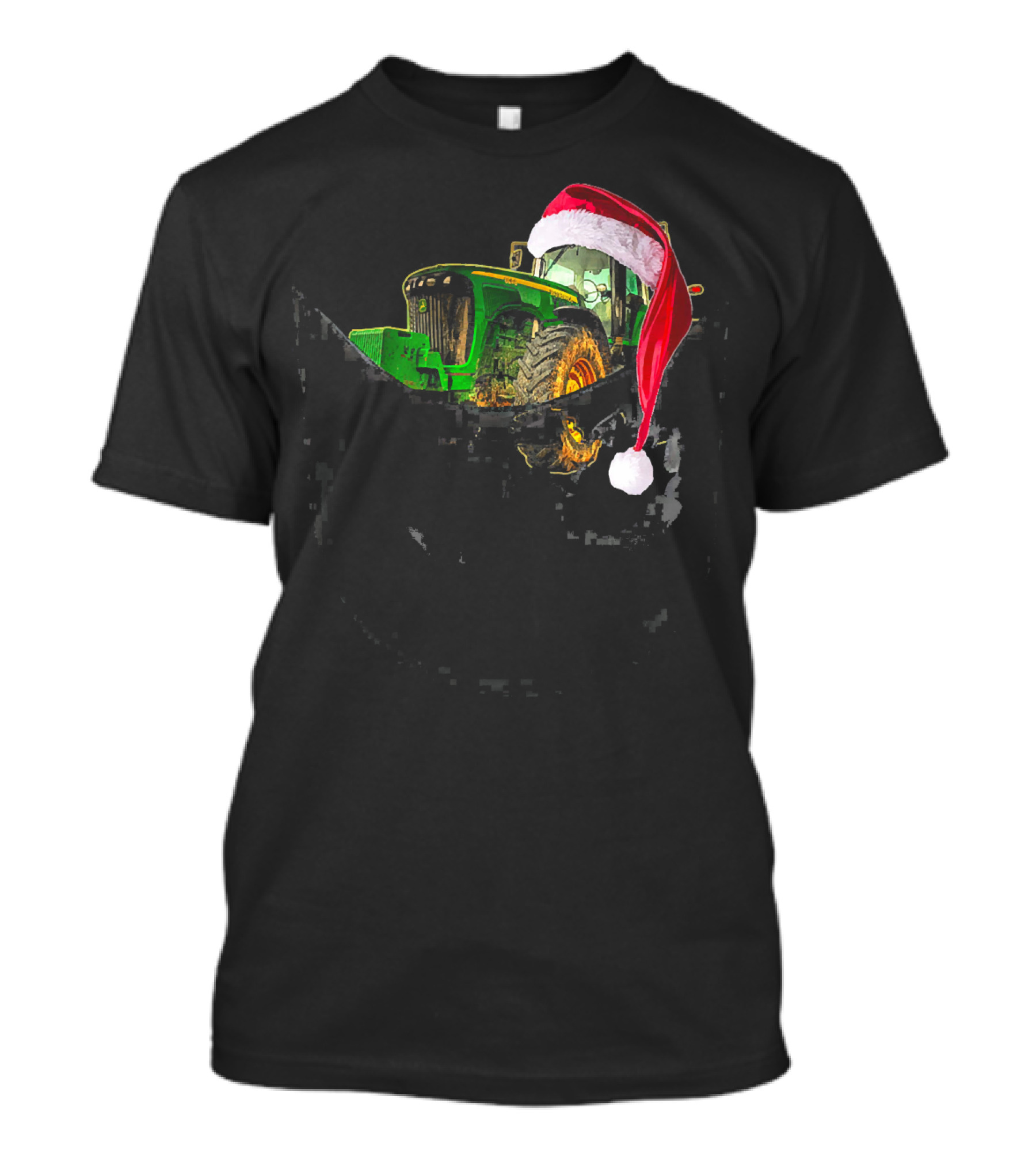 Farm Tractor With Santa Hat Merry Christmas T-Shirt