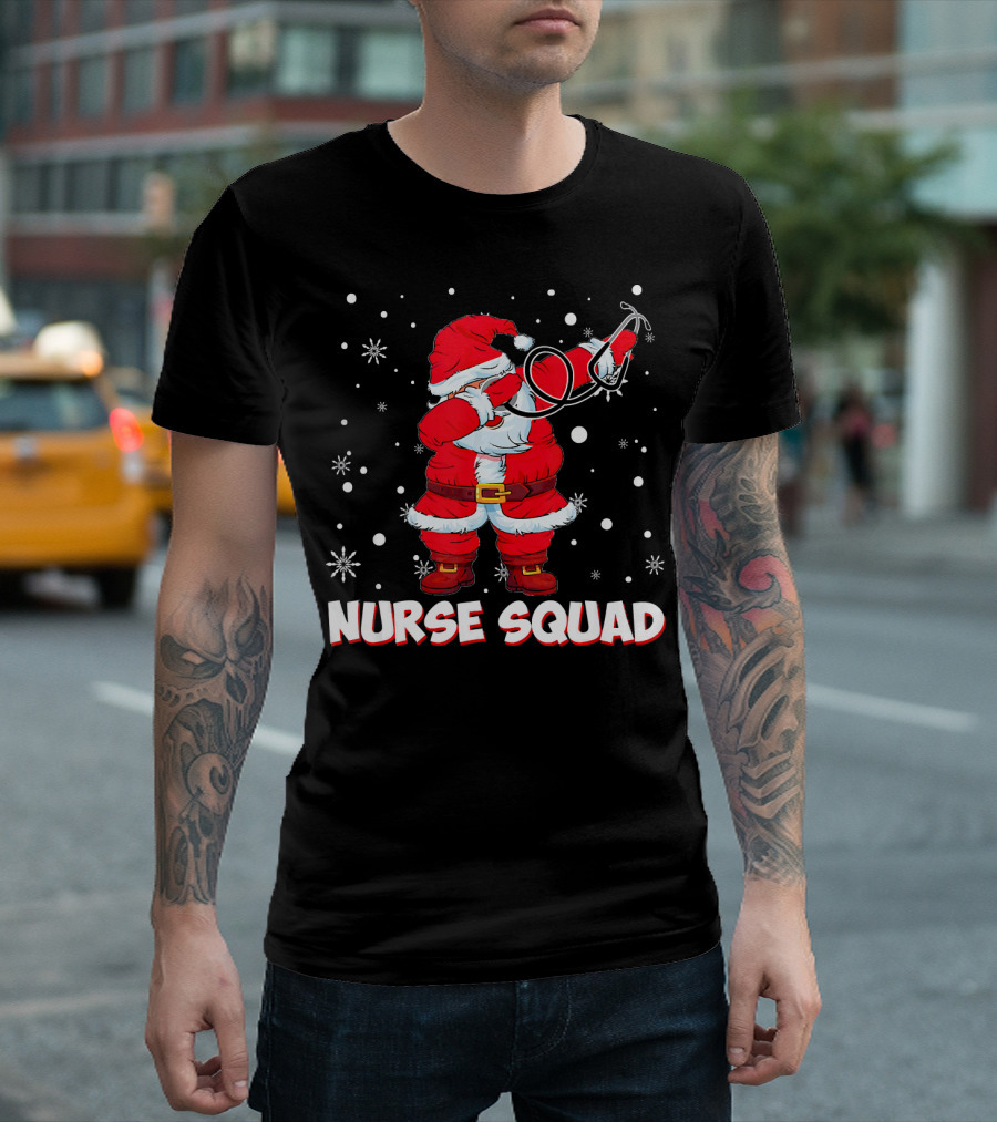 Dabbing Santa with Stethoscope Nurse Squad T-Shirt