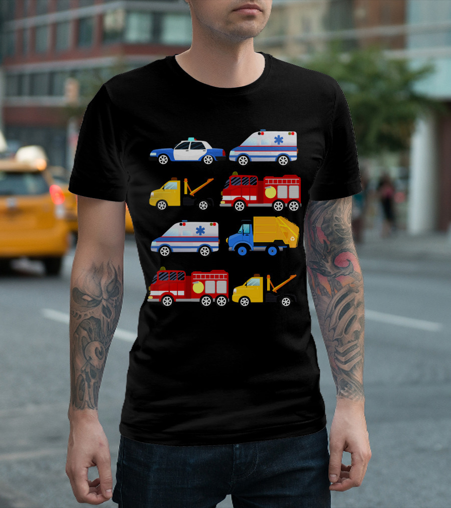 Emergency Vehicles Fire Truck Police Car Ambulance Tow Truck Garbage Truck T-Shirt