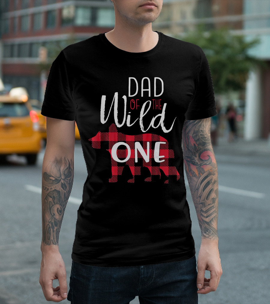 Dad Of The Wild One Plaid Bear Lumberjack 1st Birthday T-Shirt