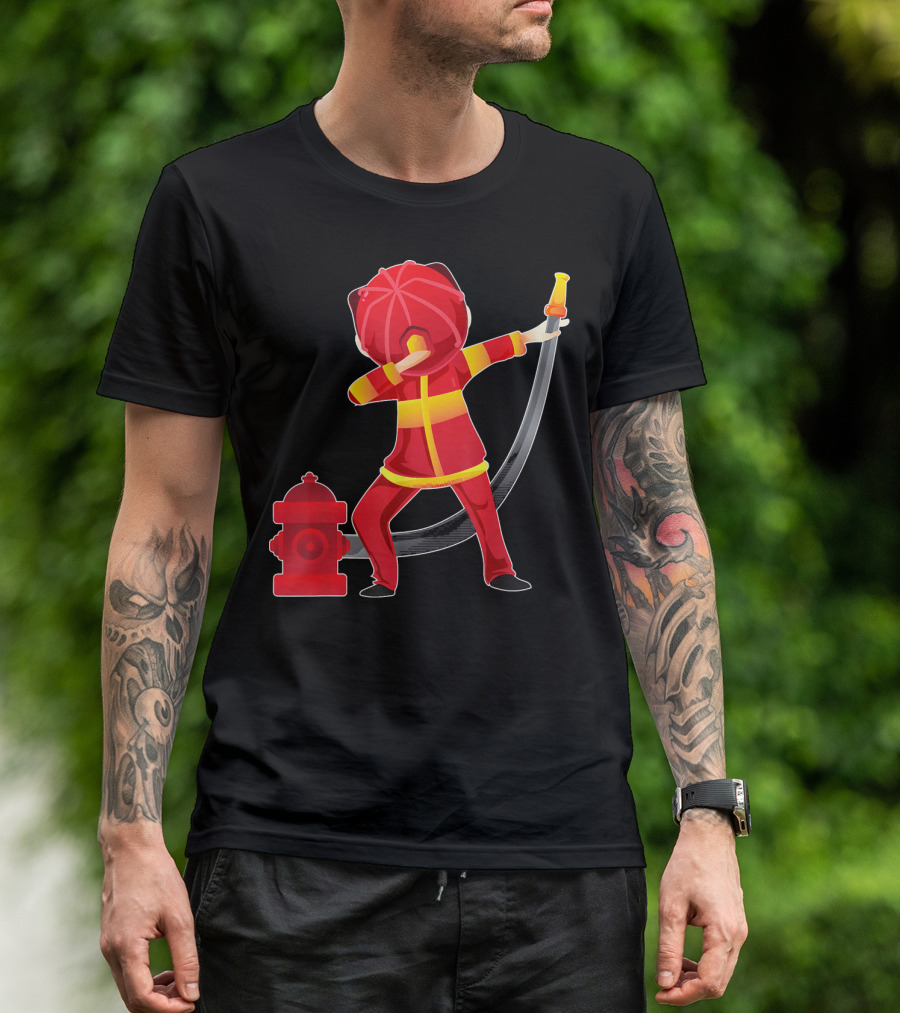 Dabbing Firefighter With Fire Hose And Fire Hydrant T-Shirt