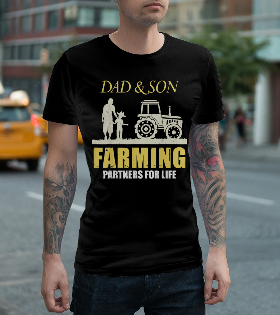 Dad And Son Farming Partners For Life Tractor T-Shirt