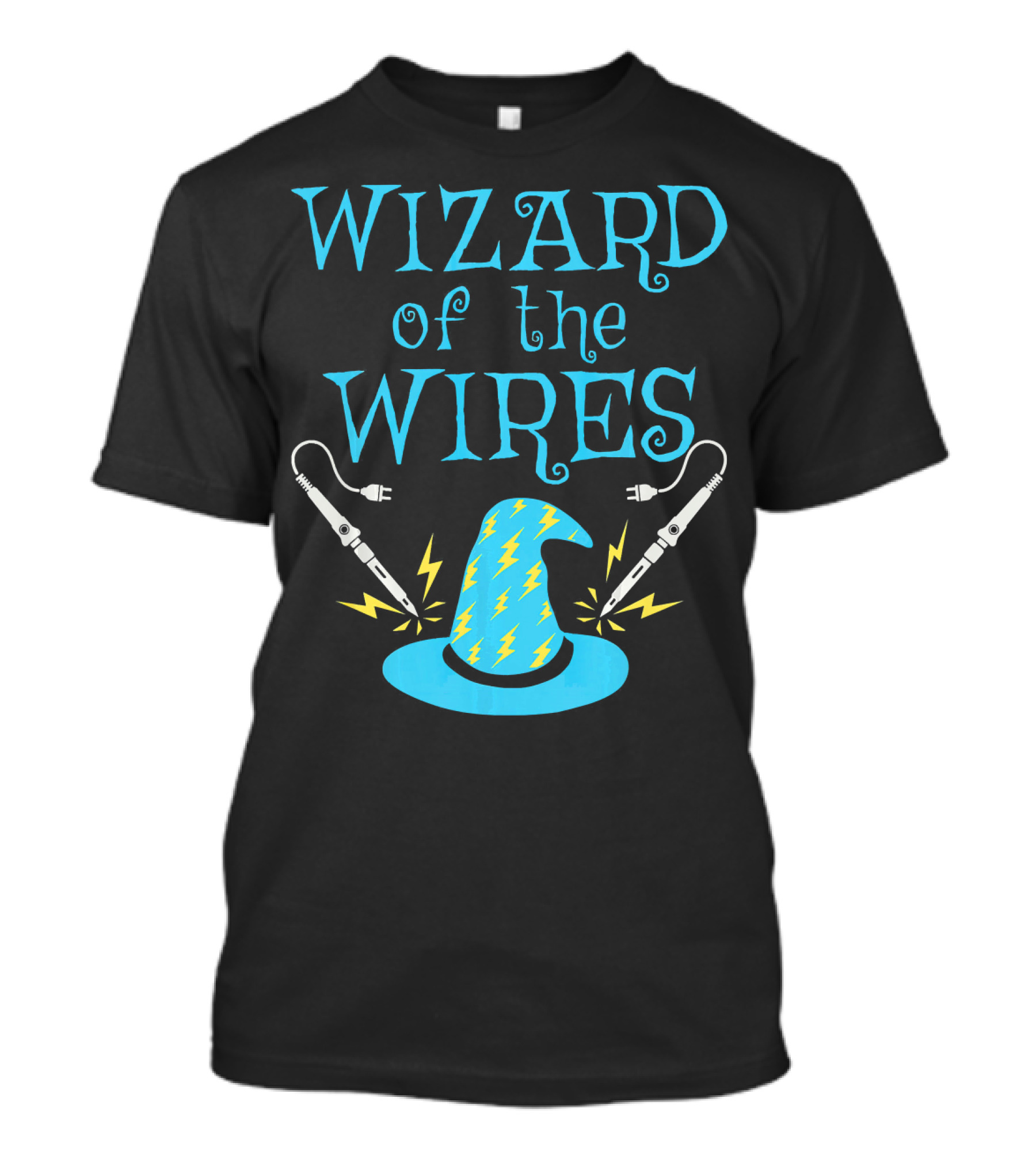 Wizard Of The Wires Electrician Hat With Lightning And Tools T-Shirt