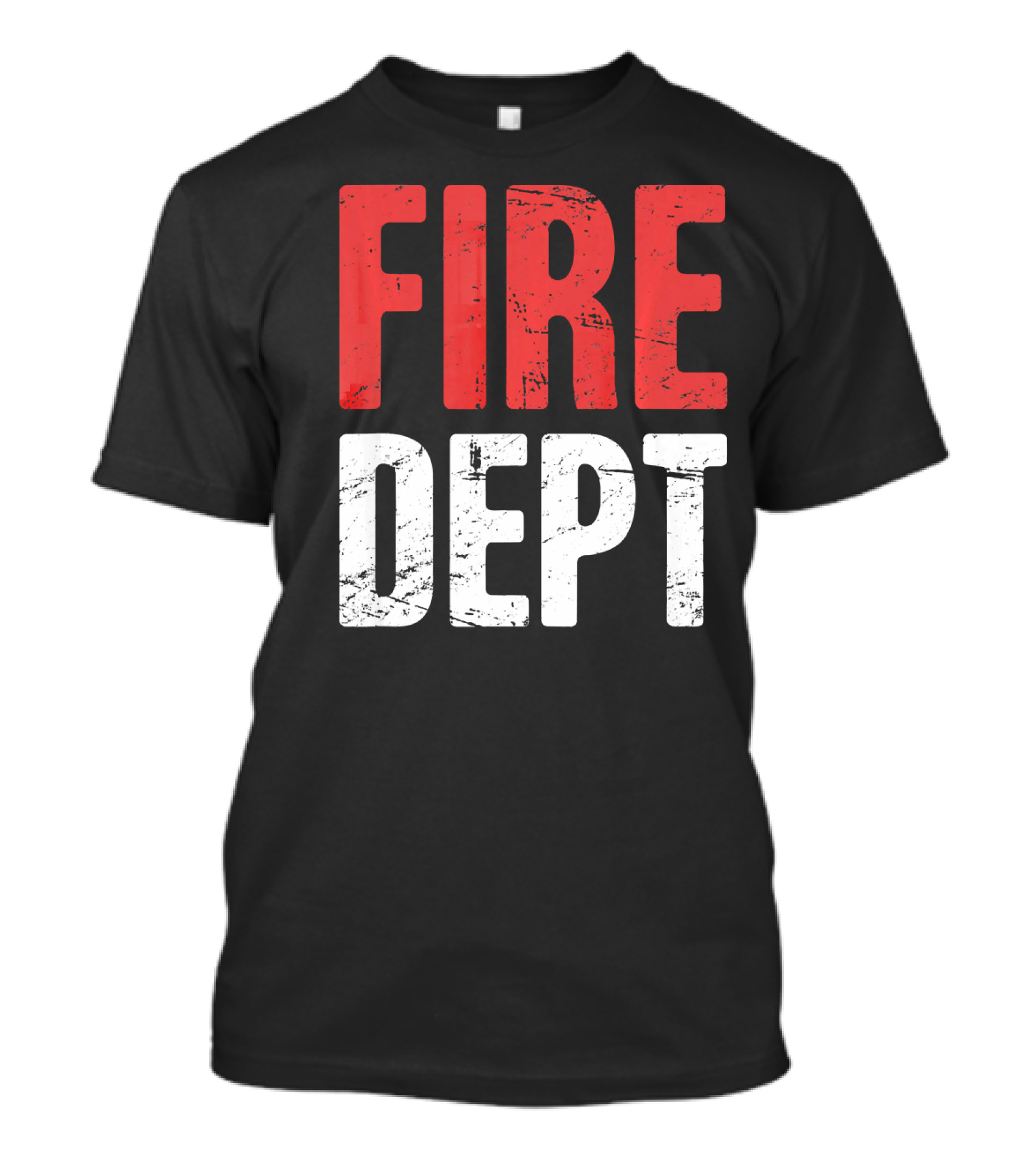Distressed Fire Dept Firefighter Red T-Shirt