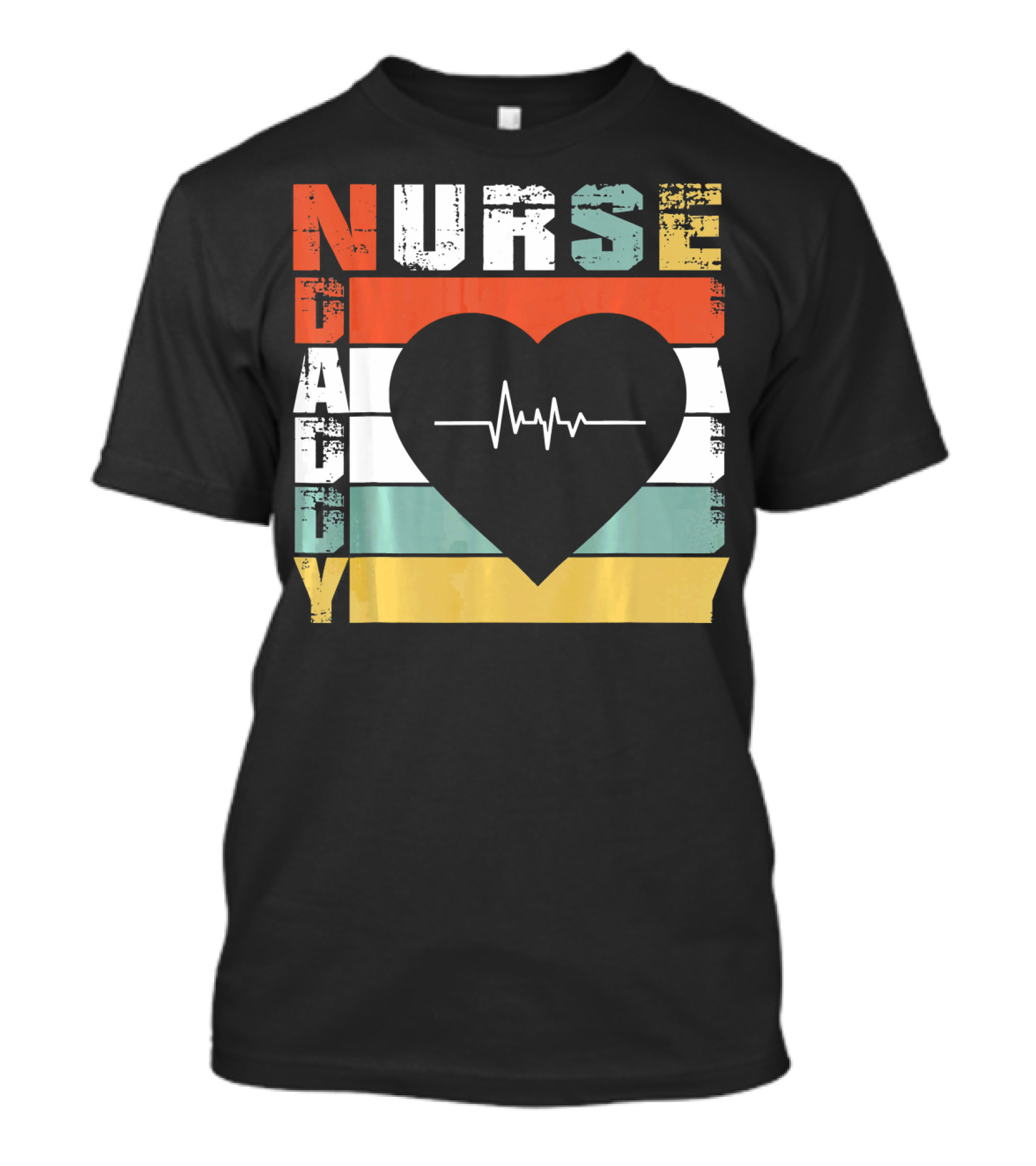 Nurse Daddy Heartbeat Retro Stripes T-Shirt