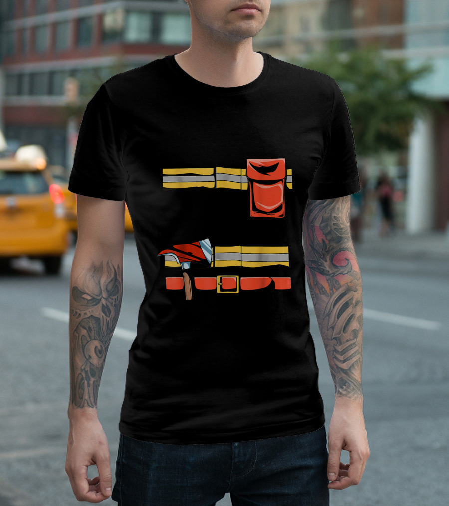 Easy Firefighter Costume Firefighter Bod Outfit With Belt And Axe T-Shirt